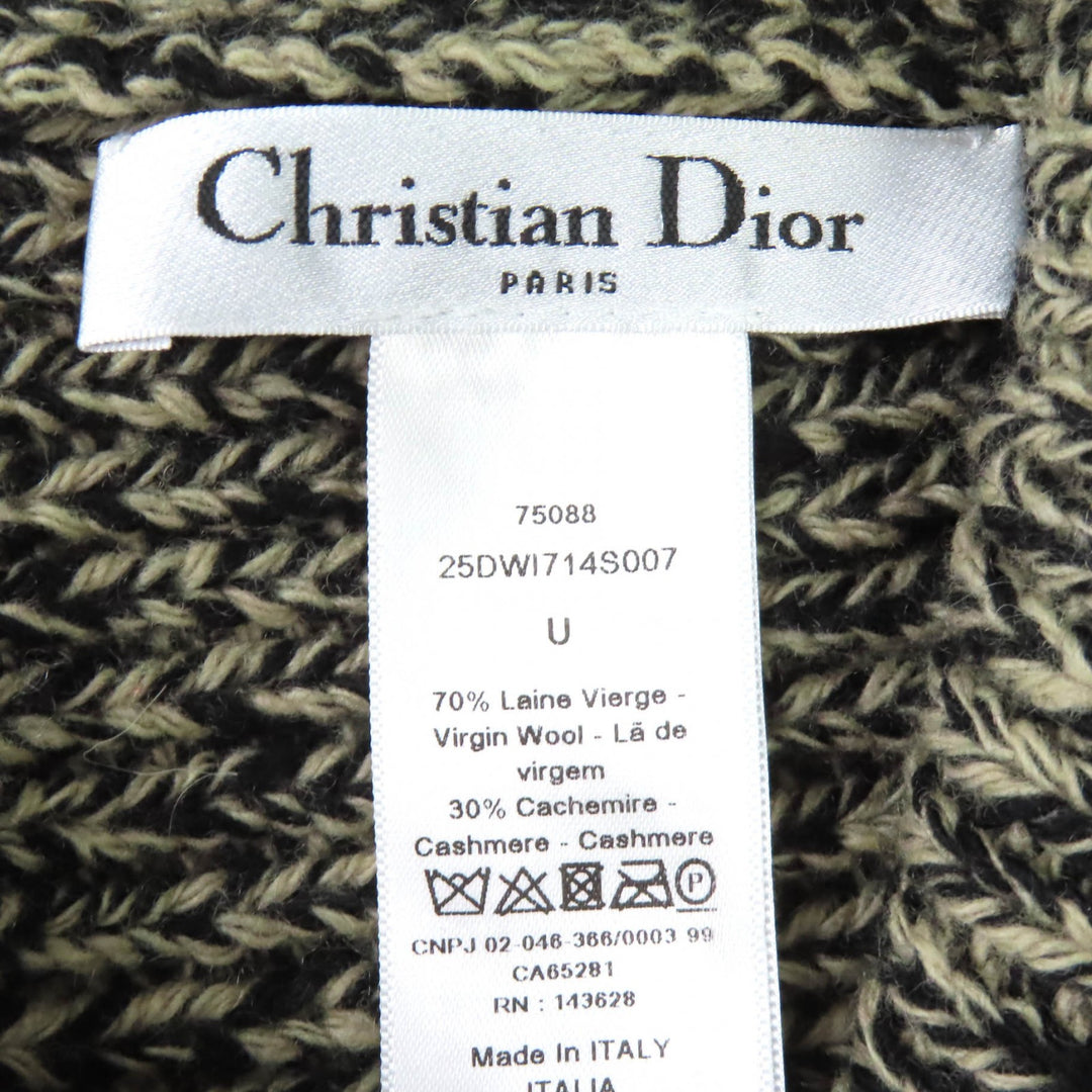 Excellent Christian Dior Knit cap Logo knit beanie beige wool Women 25DWI714S007