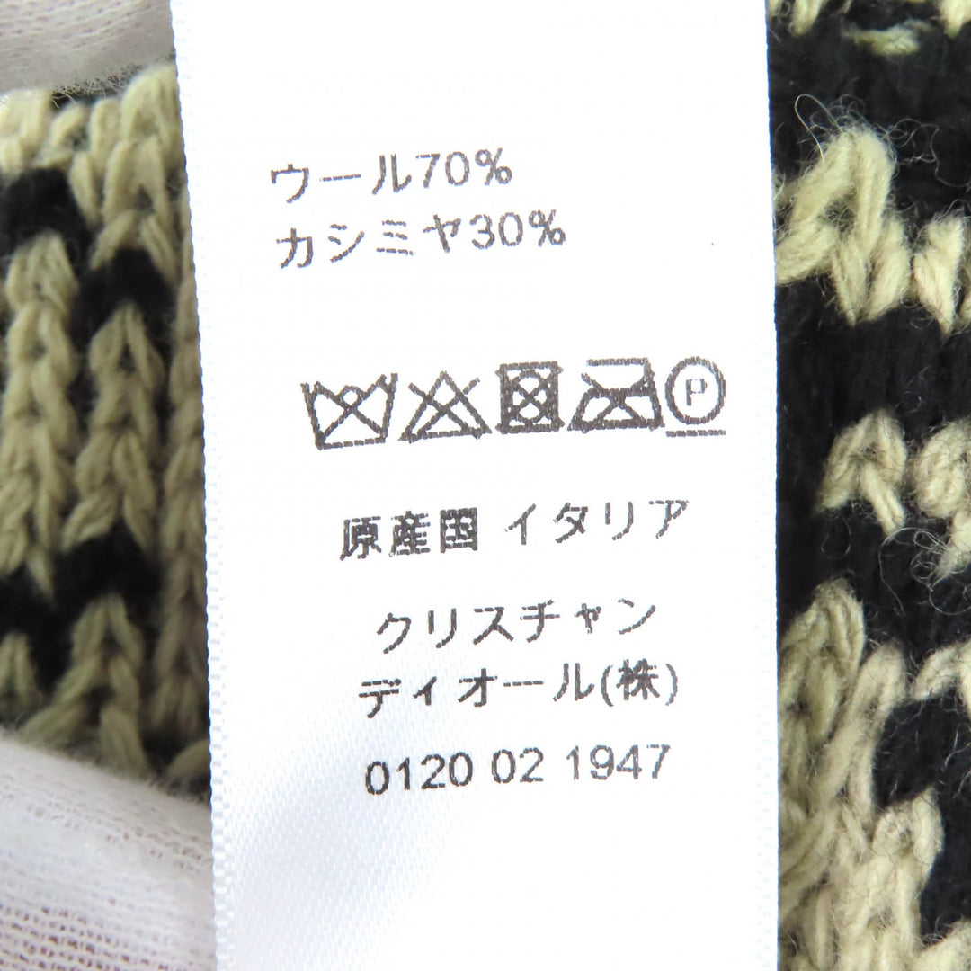 Excellent Christian Dior Knit cap Logo knit beanie beige wool Women 25DWI714S007
