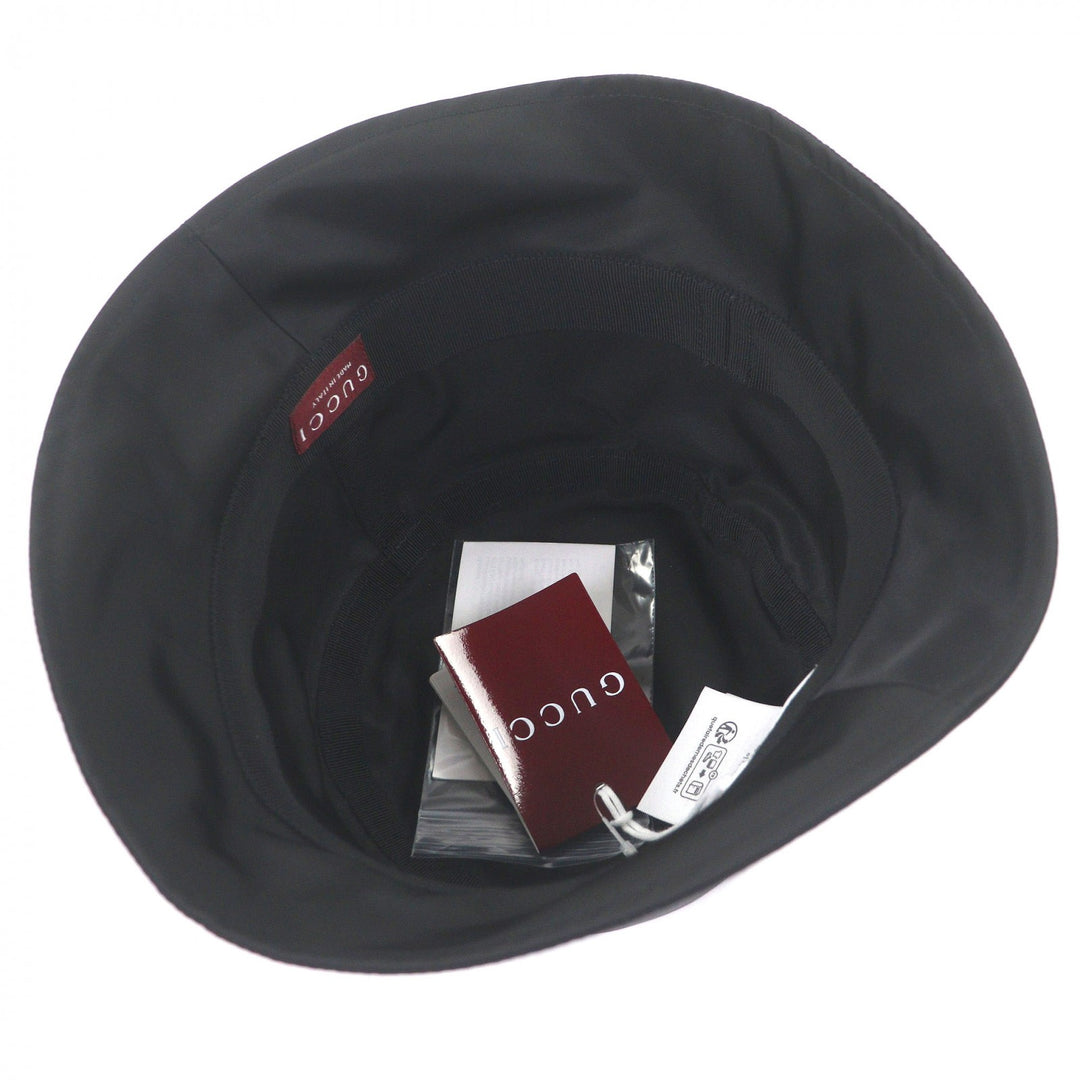 Pristine GUCCI hat Embossed logo Sherry line bucket black Nylon mens XL 813534