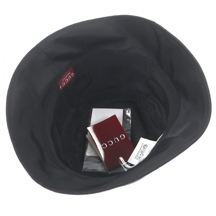 Pristine GUCCI hat Embossed logo Sherry line bucket black Nylon mens XL 813534