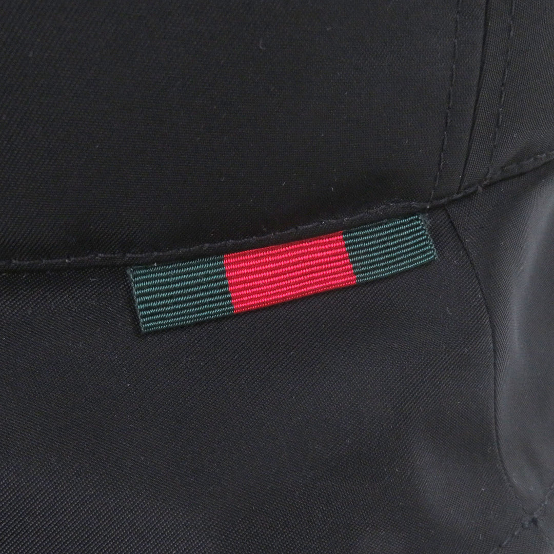 Pristine GUCCI hat Embossed logo Sherry line bucket black Nylon mens XL 813534