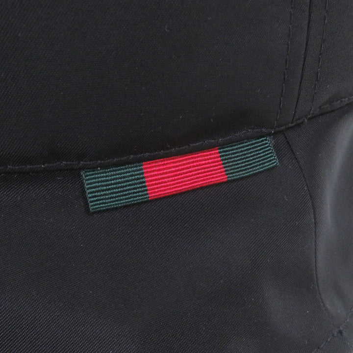 Pristine GUCCI hat Embossed logo Sherry line bucket black Nylon mens XL 813534