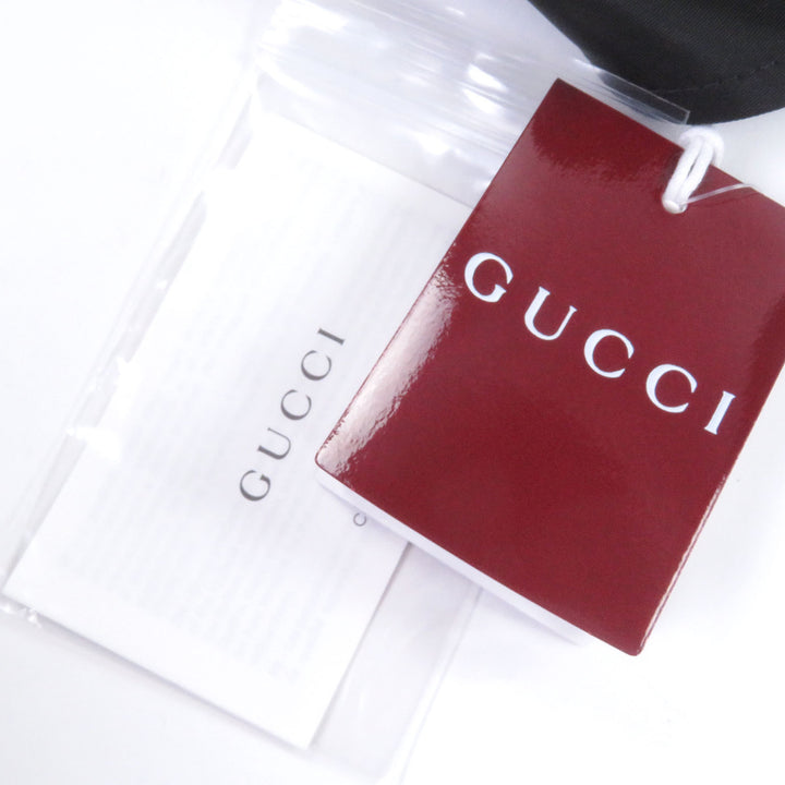 Pristine GUCCI hat Embossed logo Sherry line bucket black Nylon mens XL 813534