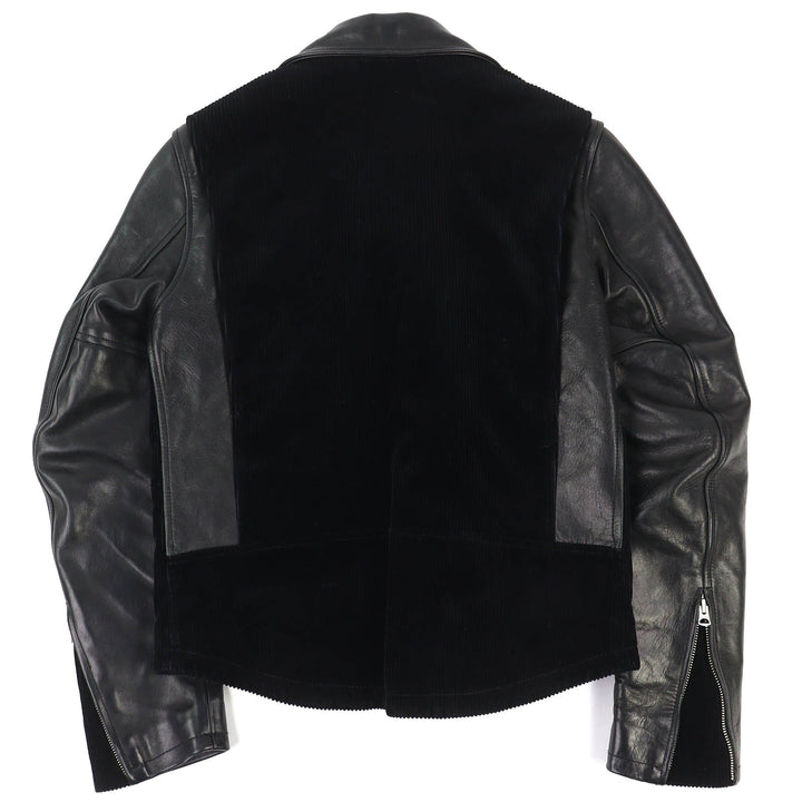Great ANACHRONORM Leather jacket Horsehide Motorcycle Jacket Corduroy switching