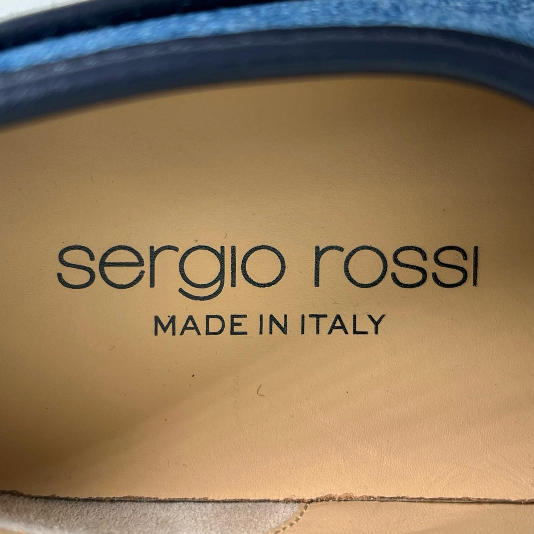Excellent Sergio Rossi sneakers SR TWENTY BUCKLE Platform denim Indigo 37 B08910