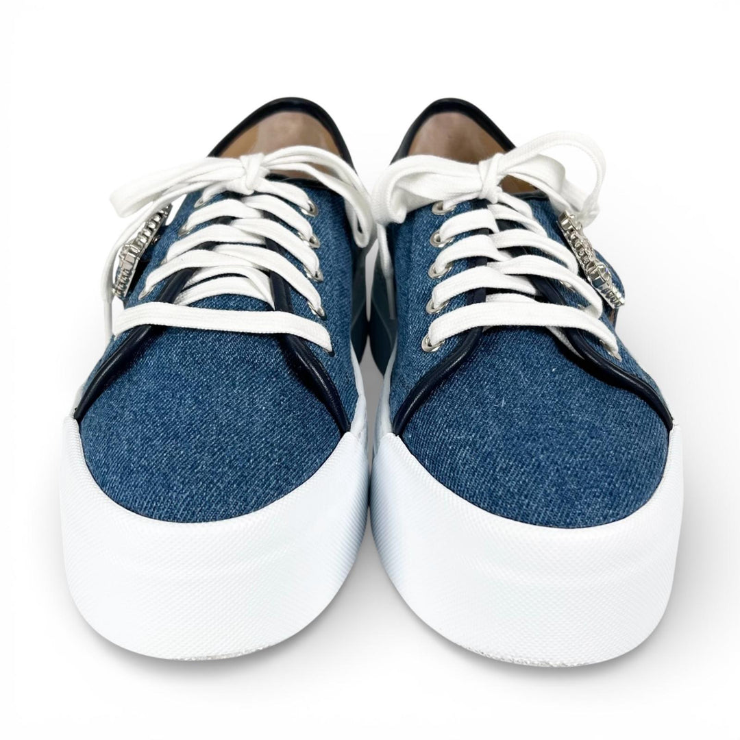 Excellent Sergio Rossi sneakers SR TWENTY BUCKLE Platform denim Indigo 37 B08910