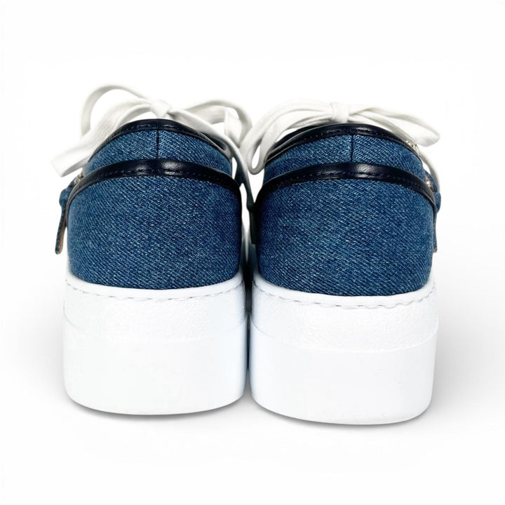Excellent Sergio Rossi sneakers SR TWENTY BUCKLE Platform denim Indigo 37 B08910