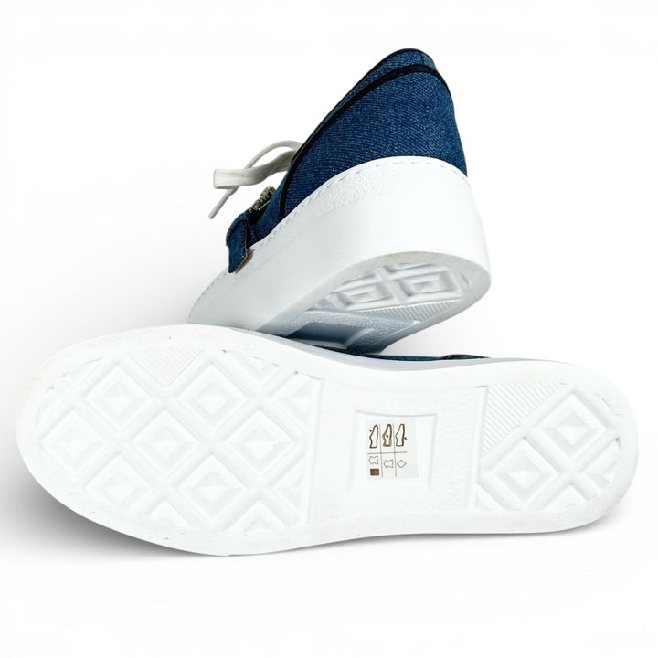 Excellent Sergio Rossi sneakers SR TWENTY BUCKLE Platform denim Indigo 37 B08910