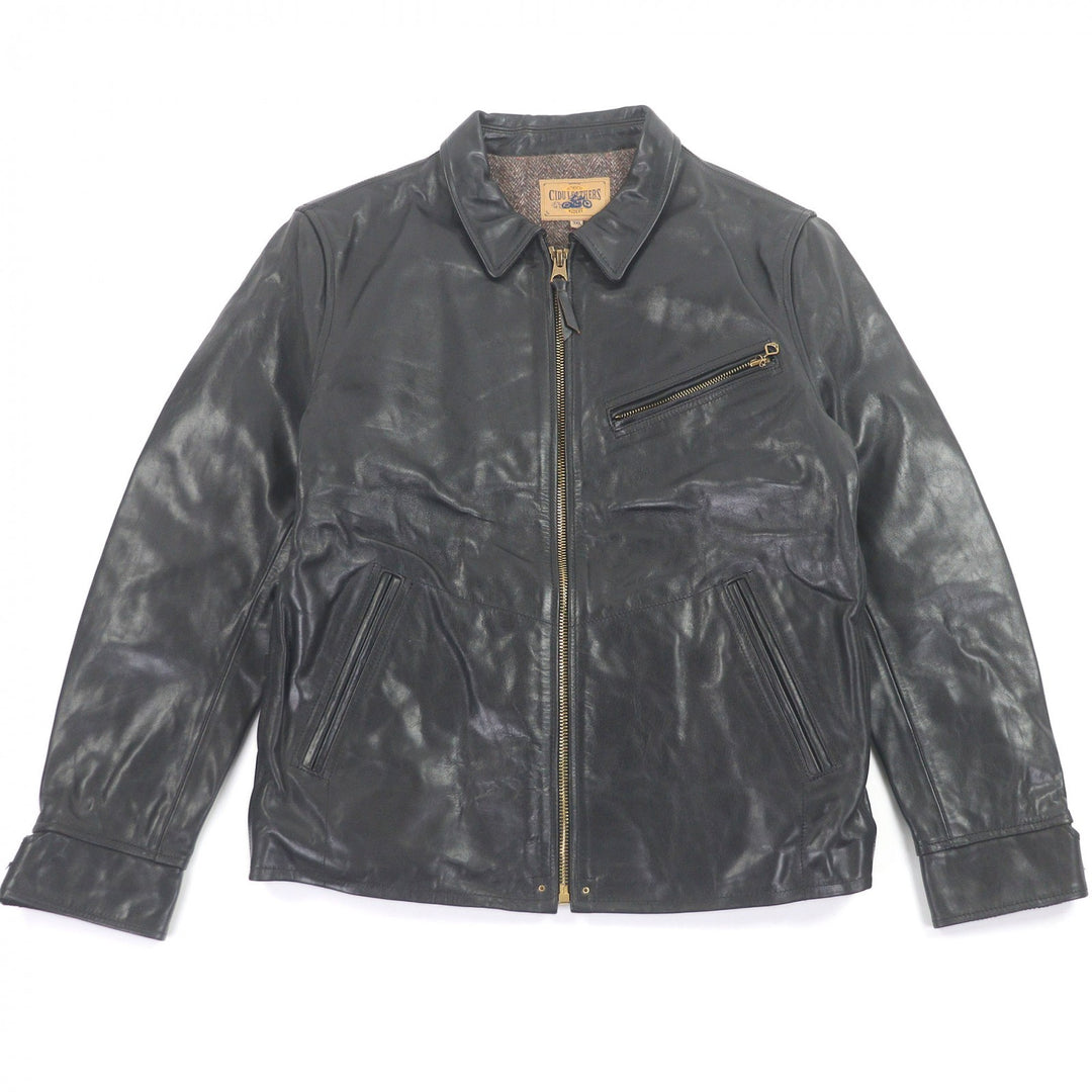 Excellent CIDU LEATHERS Leather jacket single black Horsehide mens