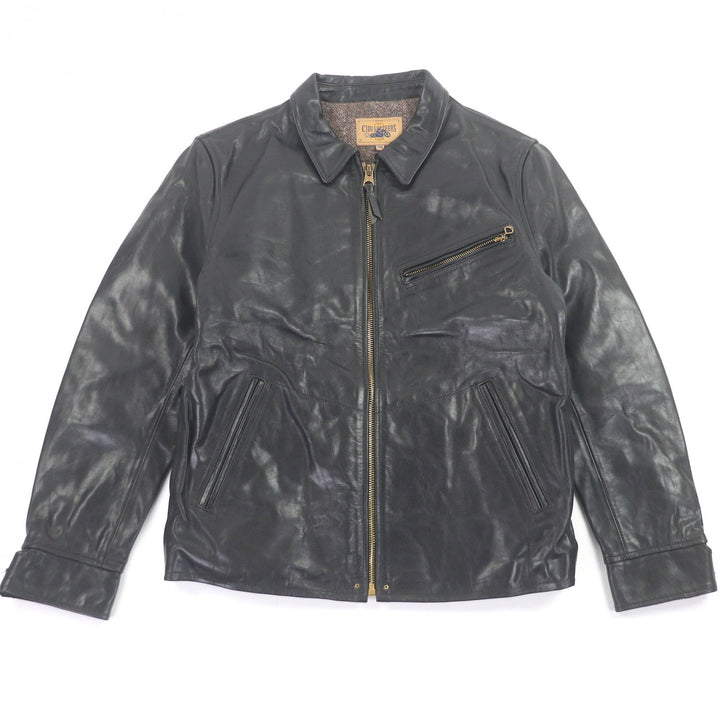 Excellent CIDU LEATHERS Leather jacket single black Horsehide mens