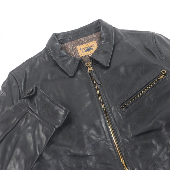 Excellent CIDU LEATHERS Leather jacket single black Horsehide mens