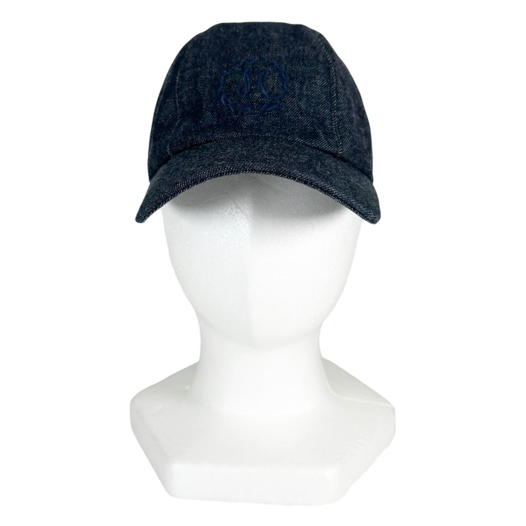 Excellent HERMES cap Davis H Primavera Serie Button Denim Indigo cotton mens 58