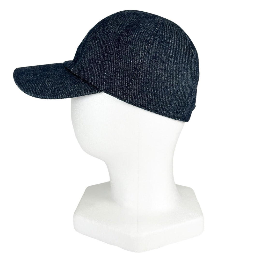Excellent HERMES cap Davis H Primavera Serie Button Denim Indigo cotton mens 58