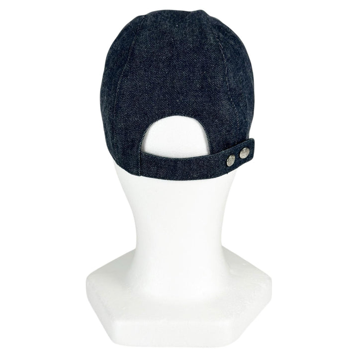 Excellent HERMES cap Davis H Primavera Serie Button Denim Indigo cotton mens 58