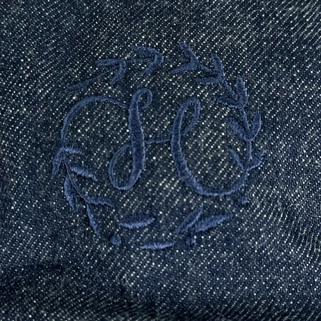 Excellent HERMES cap Davis H Primavera Serie Button Denim Indigo cotton mens 58