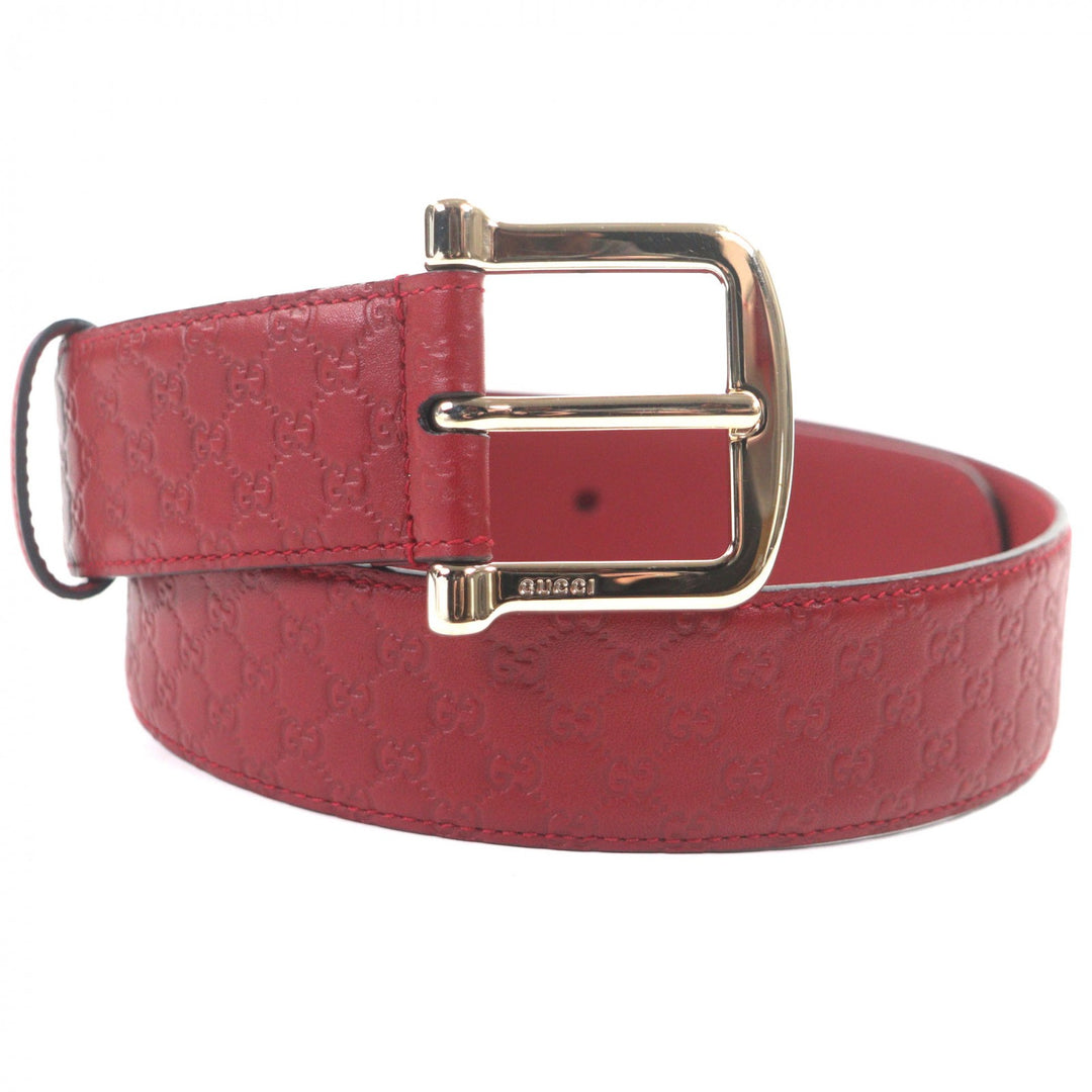 Excellent GUCCI belt Micro Guccissima GG pattern Red leather mens 281548