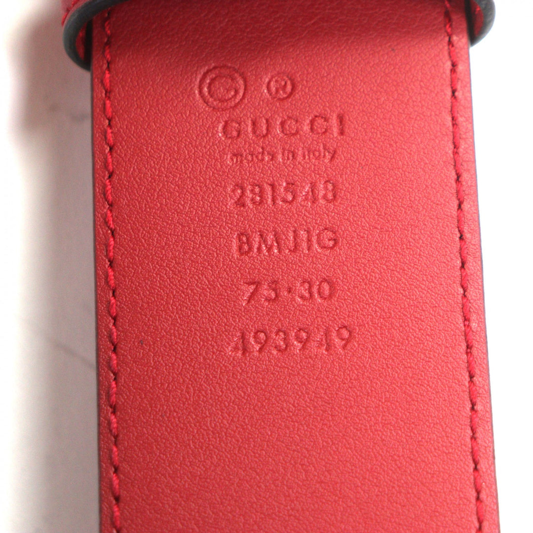 Excellent GUCCI belt Micro Guccissima GG pattern Red leather mens 281548