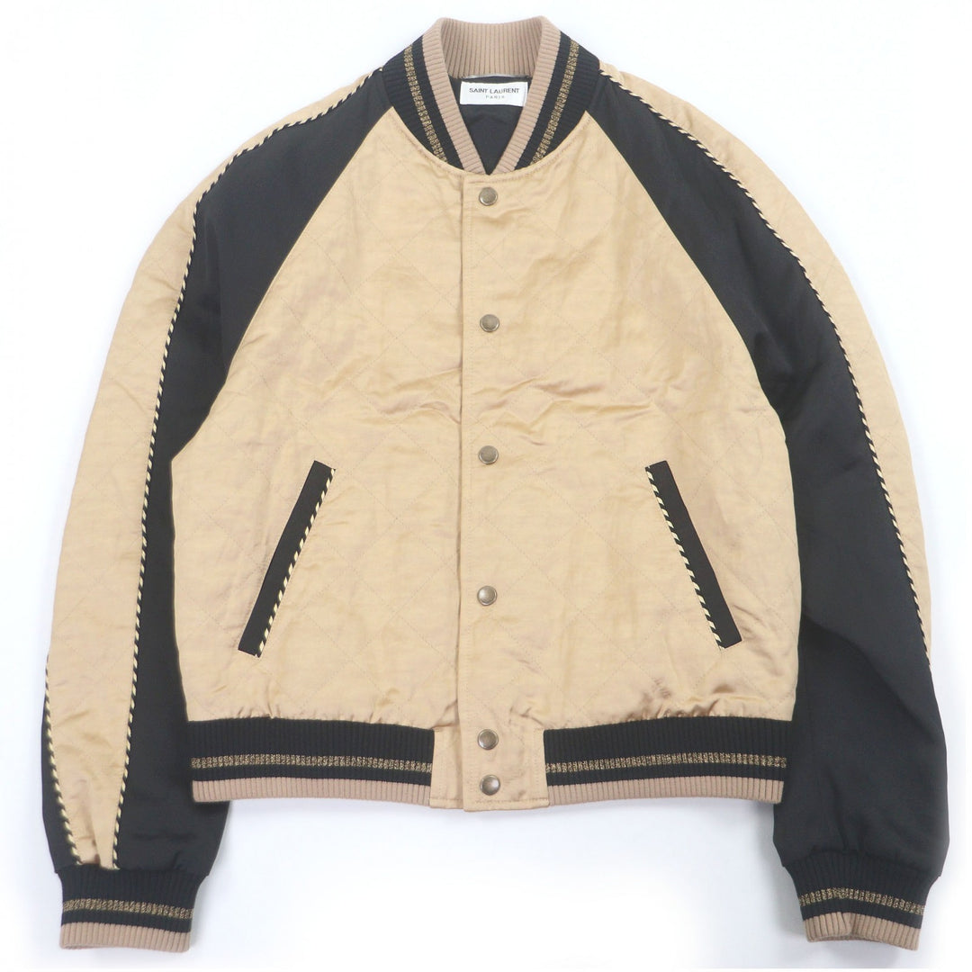 Great SAINT LAURENT PARIS Blouson Teddy Jacket Stadium Jumper gold Rayon