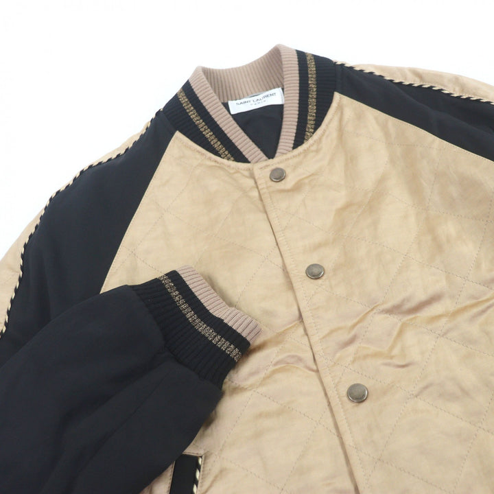 Great SAINT LAURENT PARIS Blouson Teddy Jacket Stadium Jumper gold Rayon