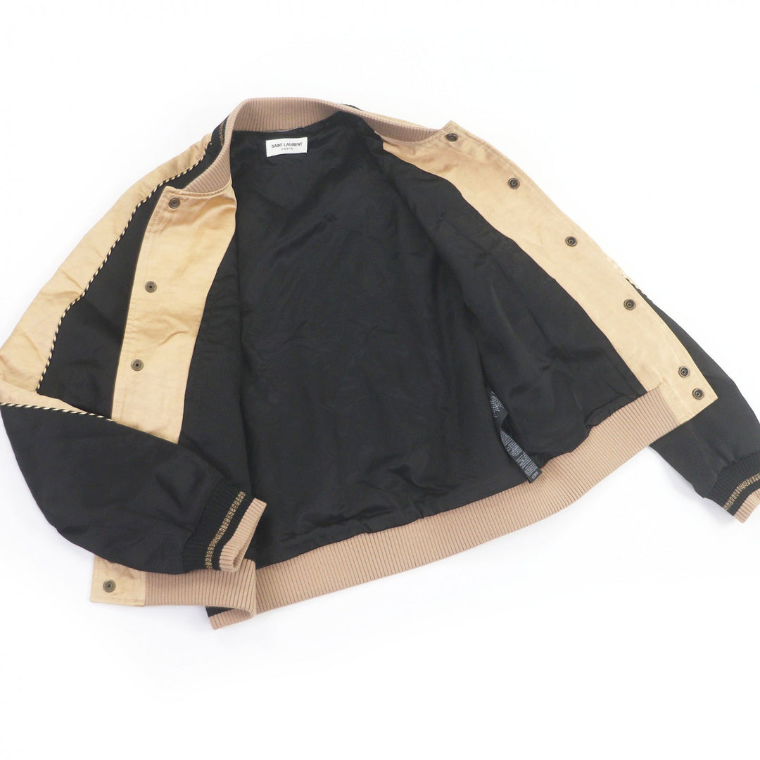 Great SAINT LAURENT PARIS Blouson Teddy Jacket Stadium Jumper gold Rayon