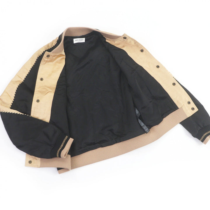 Great SAINT LAURENT PARIS Blouson Teddy Jacket Stadium Jumper gold Rayon