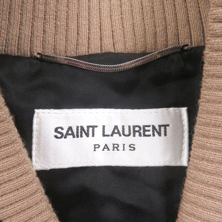 Great SAINT LAURENT PARIS Blouson Teddy Jacket Stadium Jumper gold Rayon