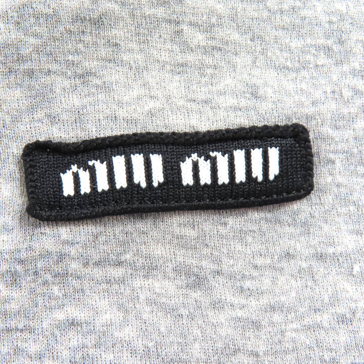 Great MIUMIU Short sleeve Rib-knit jersey t-shirt logo crew neck gray XS MJN466