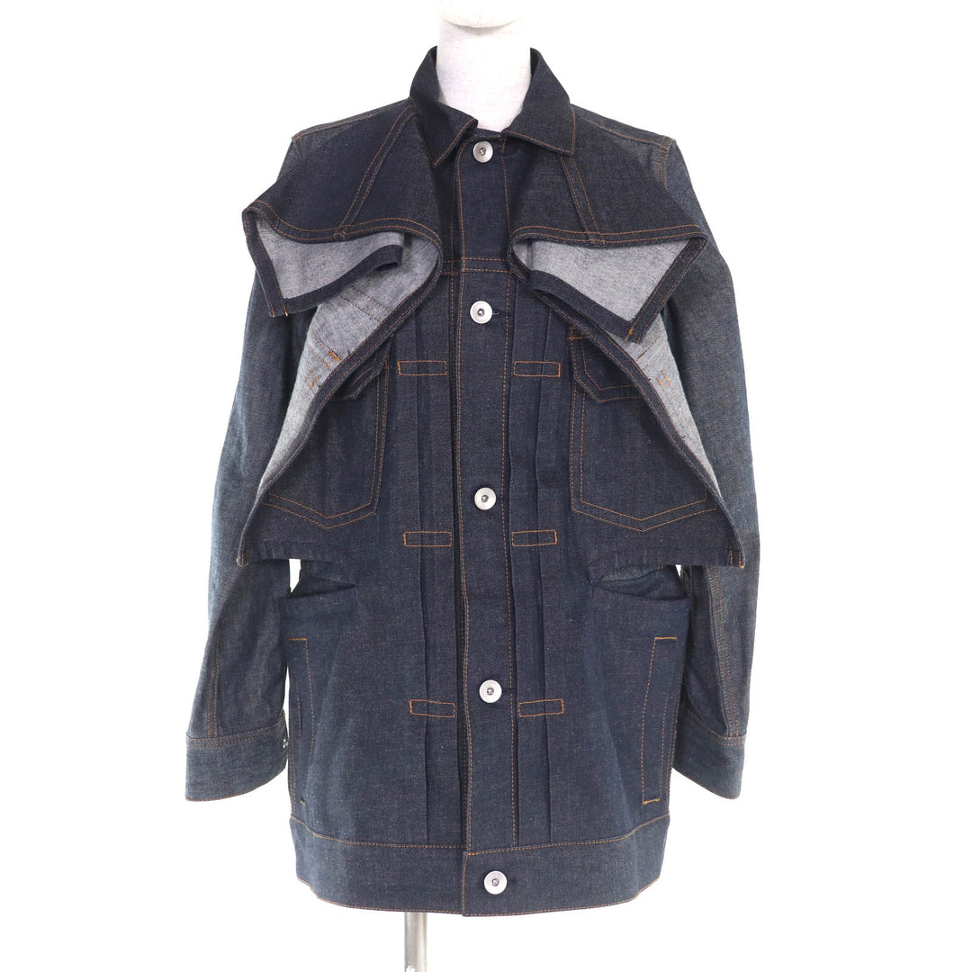 Excellent Sacai Denim Jacket Indigo blue cotton Women 1 25-07822