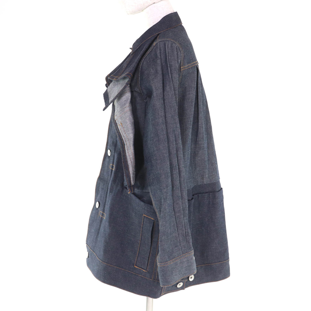 Excellent Sacai Denim Jacket Indigo blue cotton Women 1 25-07822