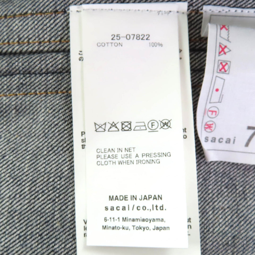 Excellent Sacai Denim Jacket Indigo blue cotton Women 1 25-07822