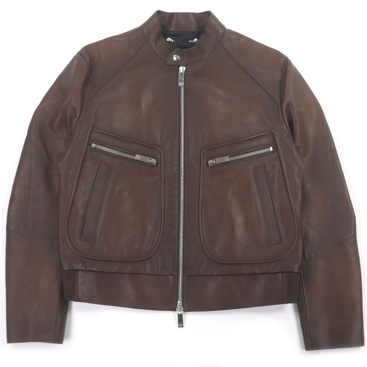Excellent BERLUTI leather jacket Patina-lined calligraphy biker jacket