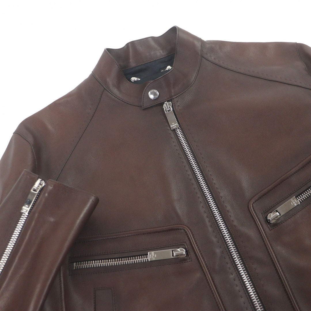 Excellent BERLUTI leather jacket Patina-lined calligraphy biker jacket
