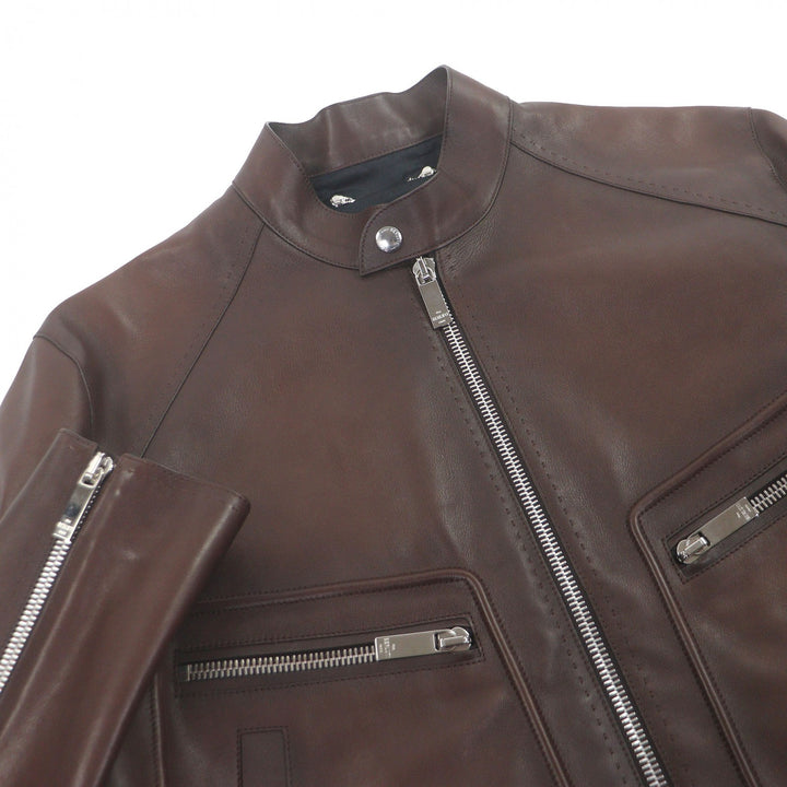 Excellent BERLUTI leather jacket Patina-lined calligraphy biker jacket