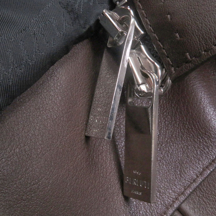 Excellent BERLUTI leather jacket Patina-lined calligraphy biker jacket