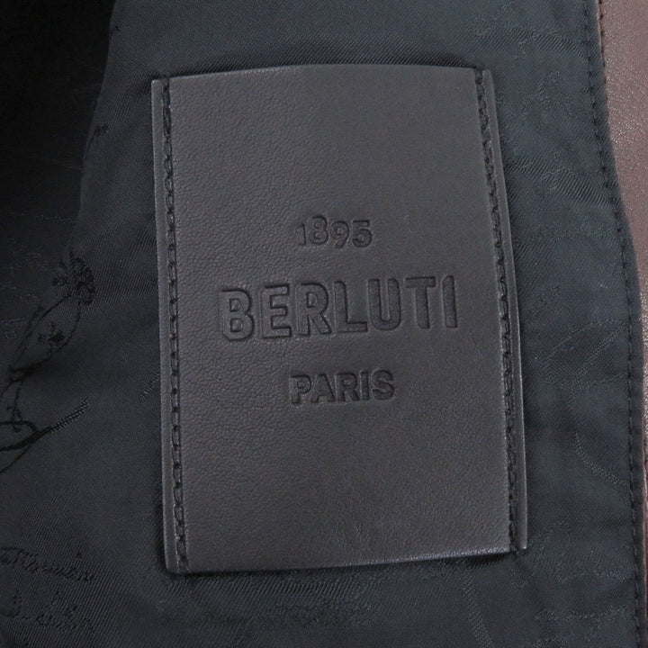Excellent BERLUTI leather jacket Patina-lined calligraphy biker jacket