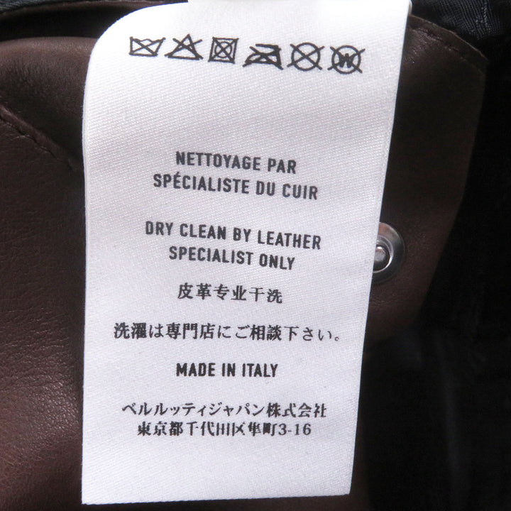 Excellent BERLUTI leather jacket Patina-lined calligraphy biker jacket