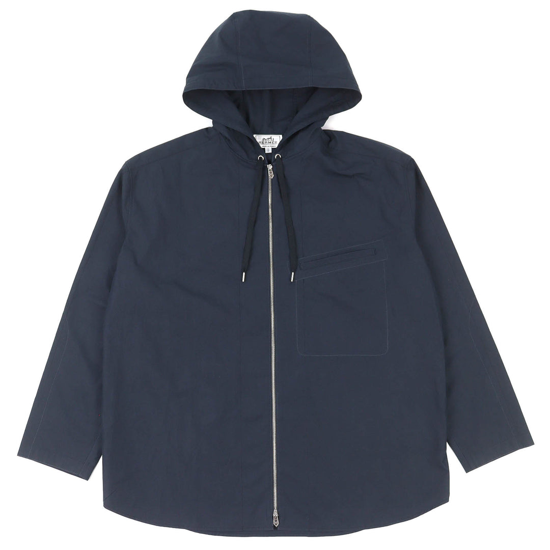 Pristine HERMES Jacket Zip-up hooded jacket Navy cotton mens H566160H2