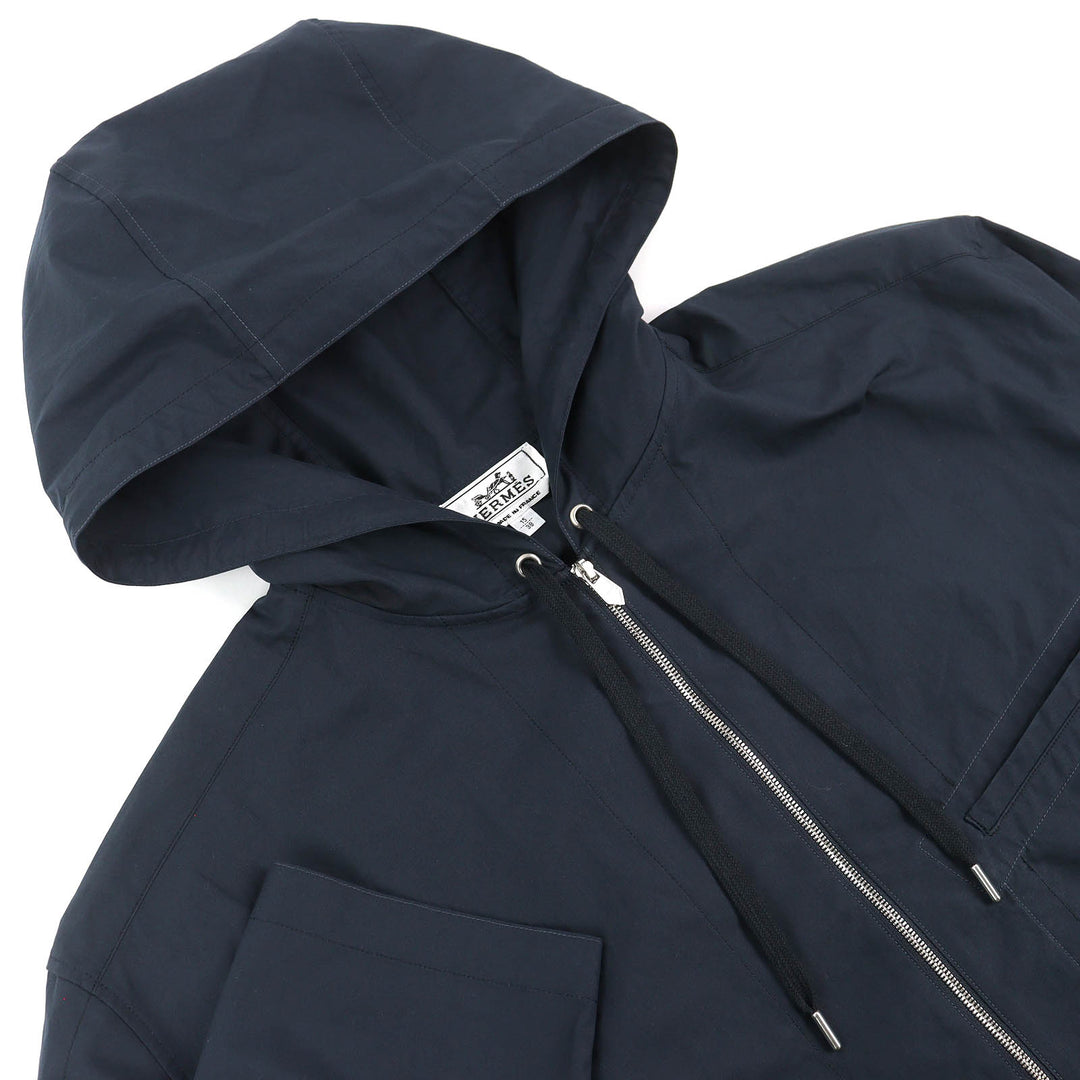 Pristine HERMES Jacket Zip-up hooded jacket Navy cotton mens H566160H2