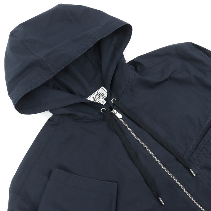 Pristine HERMES Jacket Zip-up hooded jacket Navy cotton mens H566160H2