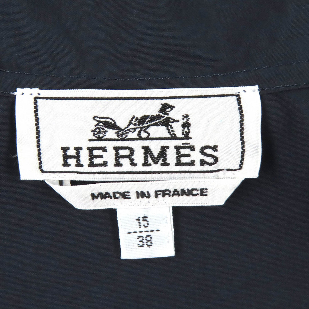 Pristine HERMES Jacket Zip-up hooded jacket Navy cotton mens H566160H2