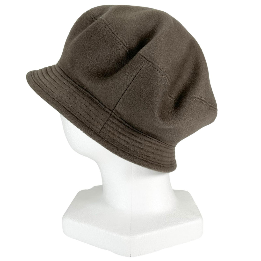 Great HERMES hat Stitch Crochet Hat Bucket Brown cashmere Women 56