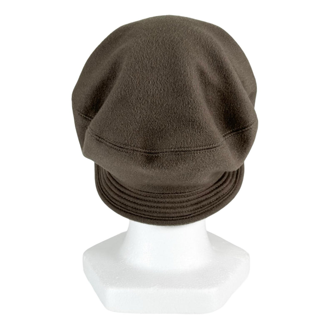 Great HERMES hat Stitch Crochet Hat Bucket Brown cashmere Women 56