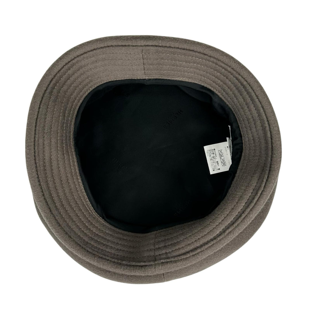 Great HERMES hat Stitch Crochet Hat Bucket Brown cashmere Women 56