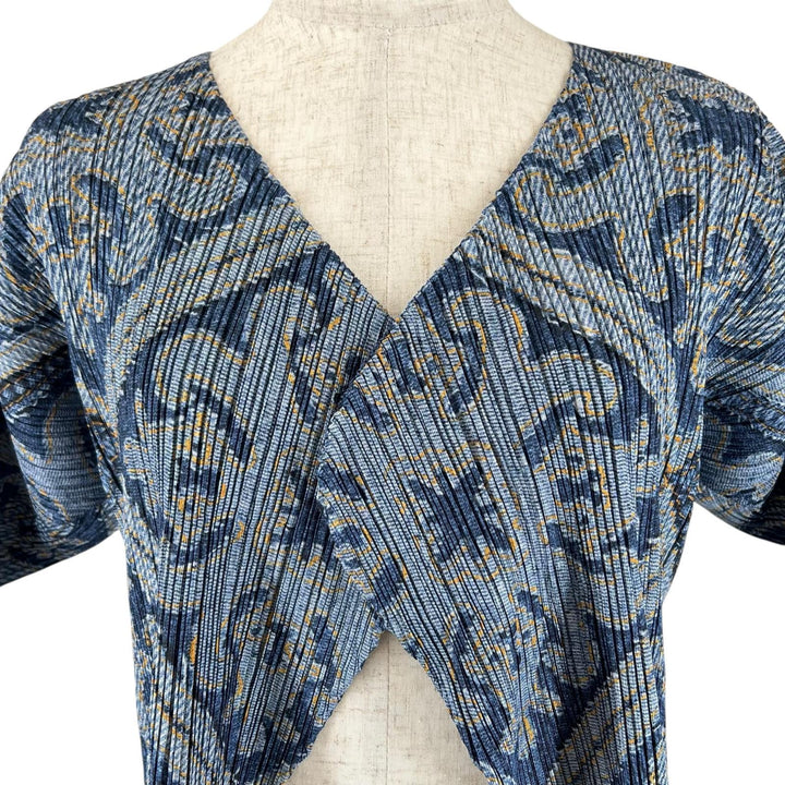Excellent PLEATS PLEASE two-piece set denim transfer blue polyester 3 PP91-JO566