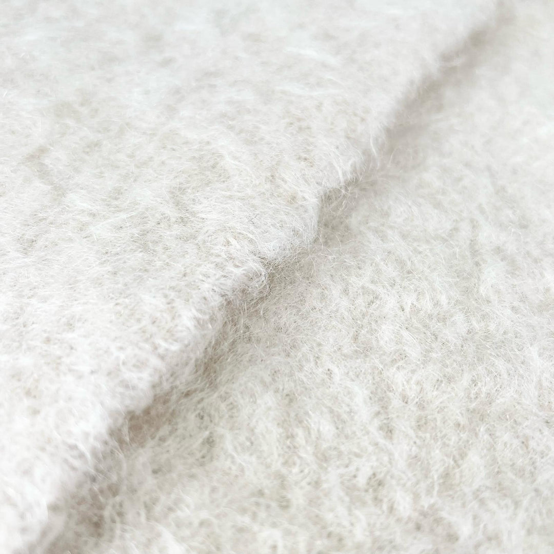 Excellent LOEWE Scarf Anagram leather patch white mohair Women
