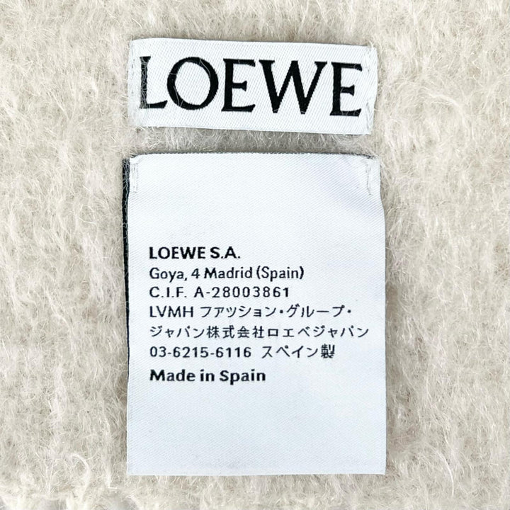 Excellent LOEWE Scarf Anagram leather patch white mohair Women