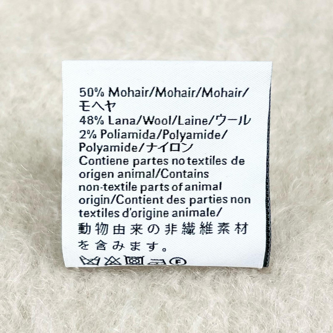 Excellent LOEWE Scarf Anagram leather patch white mohair Women
