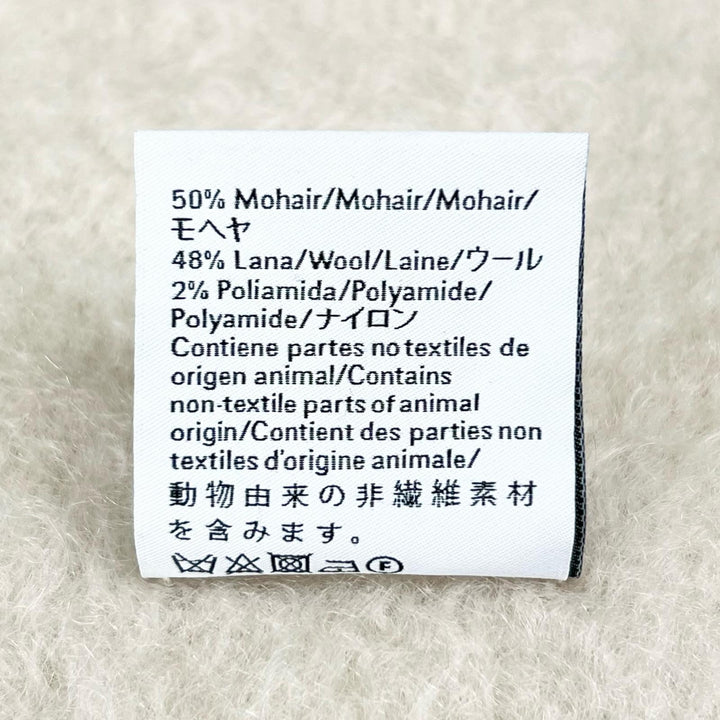 Excellent LOEWE Scarf Anagram leather patch white mohair Women