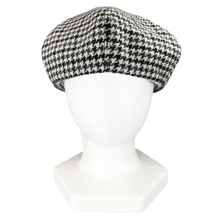 Excellent MIUMIU beret Houndstooth logo embroidery Gray wool Women L 5HC075