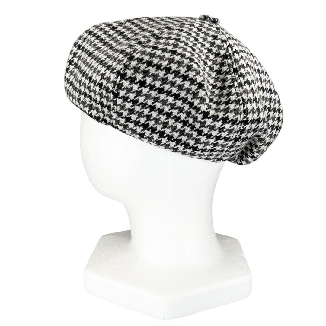 Excellent MIUMIU beret Houndstooth logo embroidery Gray wool Women L 5HC075
